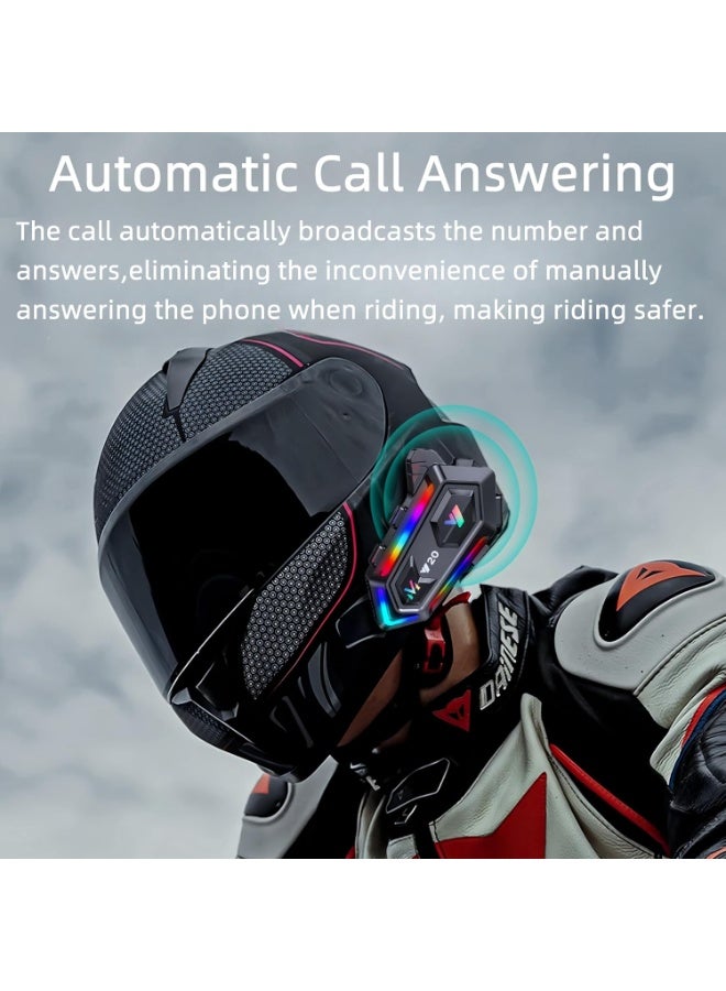 Bukela Motorcycle Helmet Speakers with 16-Types RGB Dazzling Lights High Battery Life Motorcycle Headphones Dual Noise Reduction/Automatic Answer/Call Music Control/Wake up Siri/IPX6 - Image 2